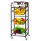 4-Tier Rolling Kitchen Storage Cart with 3 Pull-Out Baskets & Wood Top, Slim Metal Utility Cart with Lockable Wheels